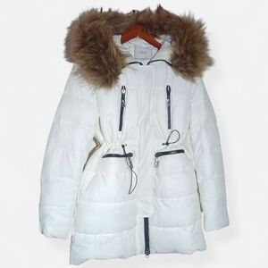 White Ski & Snow Jacket with Faux Fur Trim